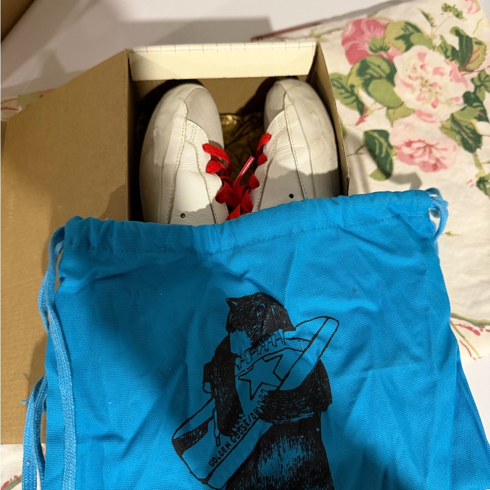 GGDB White Sneakers with Red Laces - Picture 5 of 5